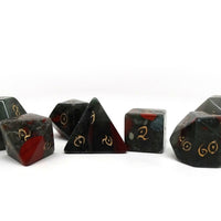 African Bloodstone Dice Set - Gold Elvenkind