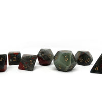 African Bloodstone Dice Set - Gold Elvenkind