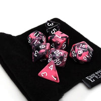 Pink and Black Marble Dice Collection - 7 Piece Set