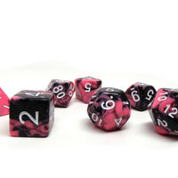 Pink and Black Marble Dice Collection - 7 Piece Set