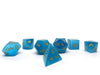 Blue Cat's Eye Dice Set With Dragon Font