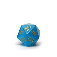 Blue Cat's Eye Dice Set With Dragon Font