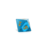 Blue Cat's Eye Dice Set With Dragon Font