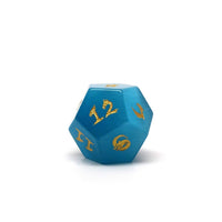 Blue Cat's Eye Dice Set With Dragon Font