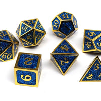 Heroic Dice of Metallic Luster - Blue with Gold Font