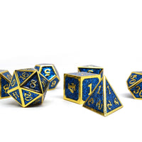 Heroic Dice of Metallic Luster - Blue with Gold Font