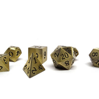 Legendary Bronze 7 Piece Metal Dice Set - Black Signature Font