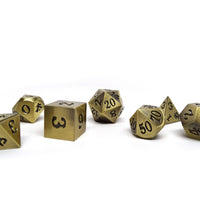 Legendary Bronze 7 Piece Metal Dice Set - Black Signature Font