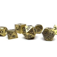 Legendary Bronze 7 Piece Metal Dice Set - Black Signature Font