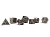 Legendary Silver 7 Piece Metal Dice Set - Black Signature Font