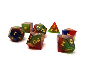 3 Tone Cat's Eye Dice Set With Dragon Font