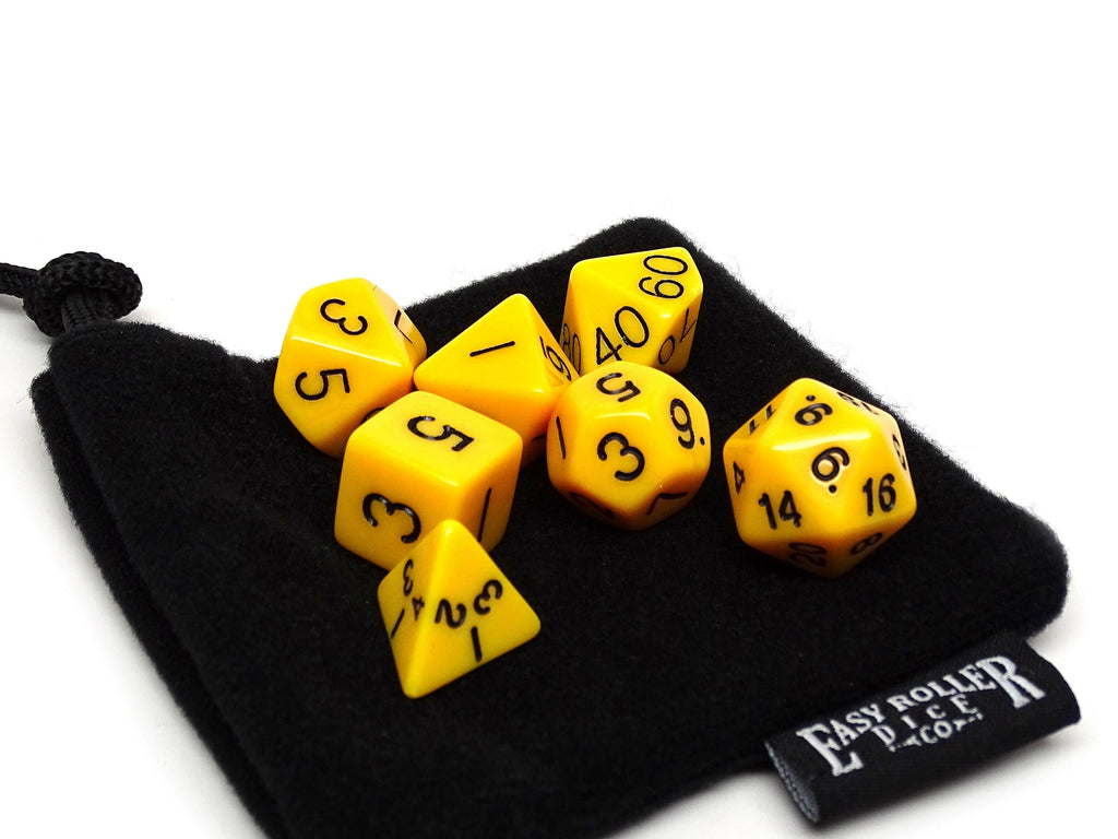 Yellow Opaque Dice - 7 Piece Set