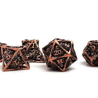 Hollow Metal Copper Cthulhu Dice Set