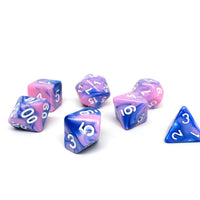 Pink and Blue Marble - 7 Piece Dice Collection