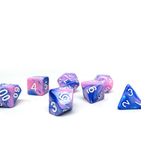 Pink and Blue Marble - 7 Piece Dice Collection