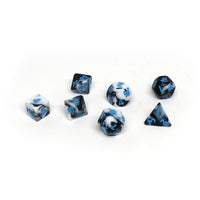 10mm Marbled with Blue Numbering Mini Dice Set