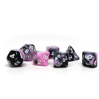 10mm Pink and Black Swirl Mini Dice Set