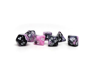 10mm Pink and Black Swirl Mini Dice Set