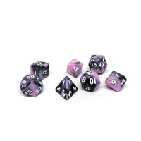 10mm Pink and Black Swirl Mini Dice Set