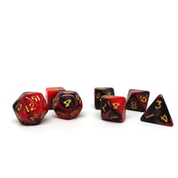 10mm Black and Red Swirl Mini Dice Set