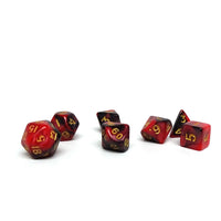 10mm Black and Red Swirl Mini Dice Set