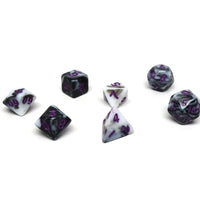 10mm Marbled with Purple Numbering Mini Dice Set