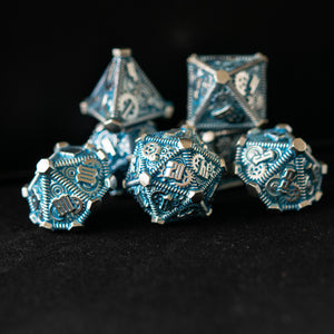 Aqua and Silver - Weird West Wasteland Metal Dice Set