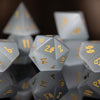 White Cat's Eye Stone Dice Set