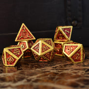 Ballad of the Bard Red and Gold Metal Dice Set