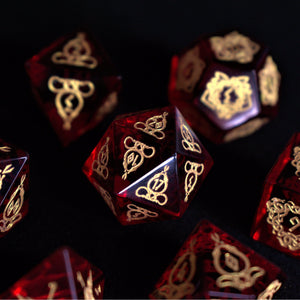 Serpent of Midgard Red Glass Dice Set