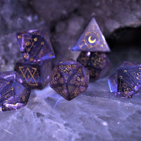 Spellcaster Purple Glass Dice Set