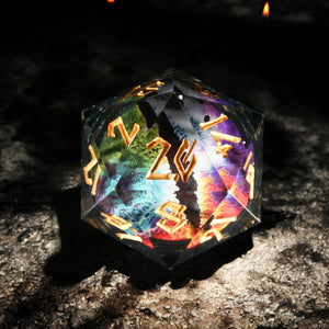 Rainbow Dragon (Black/Gold) Liquid Core 50mm D20