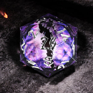 Enchanted Dragon Eye (Black/Silver) Liquid Core 50mm D20