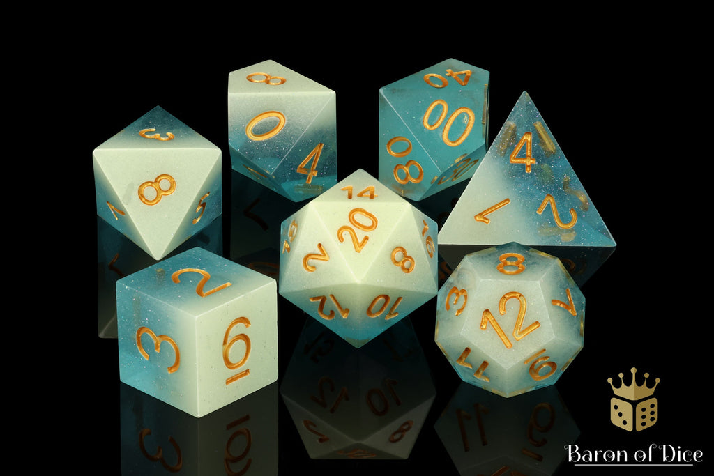 Blue Water, Sharp Edge, Polyhedral Dice Set