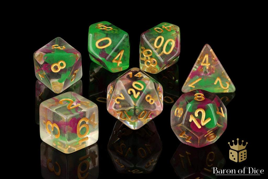 Lime & Pink, Polyhedral Dice Set