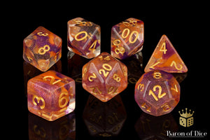 Orange & Purple, Polyhedral Dice Set