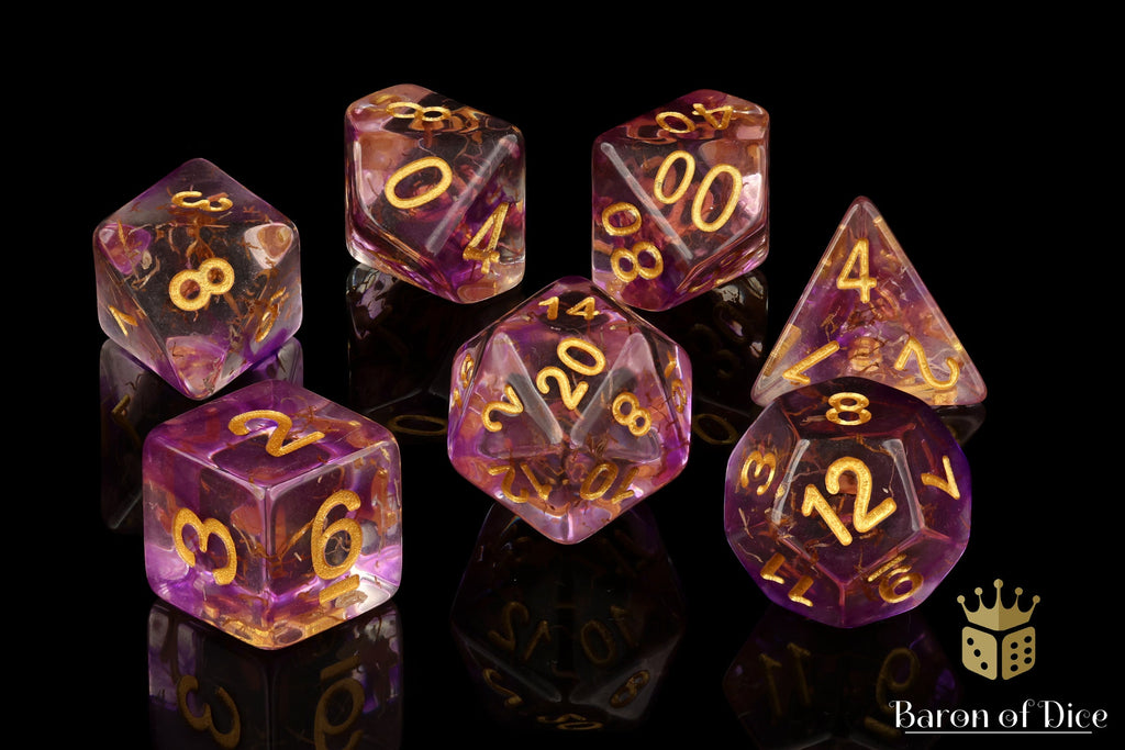 Aura Quartz, Polyhedral Dice Set