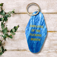 Employee of the Fucking Month Keychain in Blue Shimmer