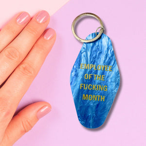 Employee of the Fucking Month Keychain in Blue Shimmer