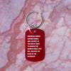 Empowered Women Empower Women And Also Meet in the Dead of Night Feminist Dog Tag Keychain in Red with Silver Lettering