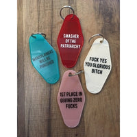 Fuck Yes You Glorious Bitch Motel Style Keychain in White