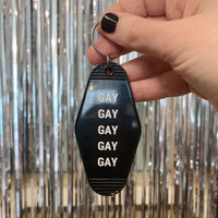 GAY GAY GAY GAY GAY Motel Style Keychain in Black