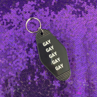 GAY GAY GAY GAY GAY Motel Style Keychain in Black