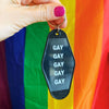 GAY GAY GAY GAY GAY Motel Style Keychain in Black