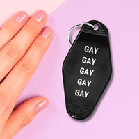 GAY GAY GAY GAY GAY Motel Style Keychain in Black