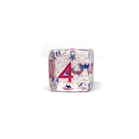 Translucent Starburst with Pink Numbering Dice Collection - 7 Piece Set