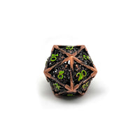 Hollow Metal Copper Cthulhu Dice Set - Green Numbering