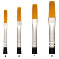 Trekell Golden Taklon Long Handle Artist Brushes - Synthetic Bristles for Acrylic and Oil Painting