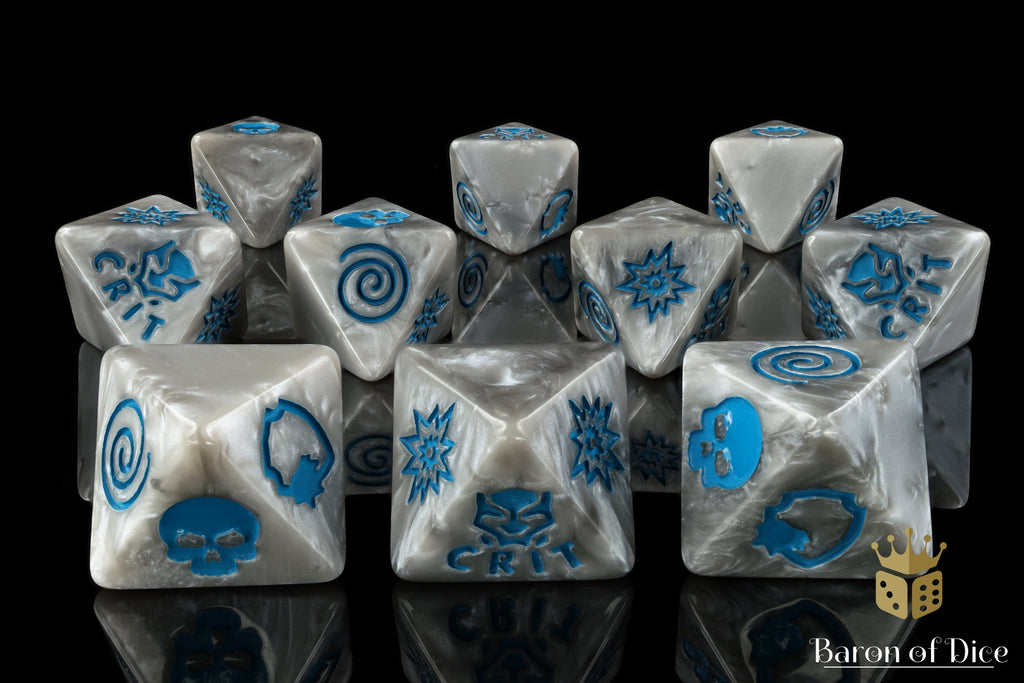 Panther, Silver, D8 Dice Set