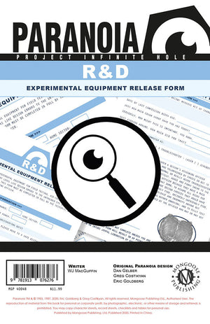 Paranoia: The R&D Experimental Equipment Release Form Pad